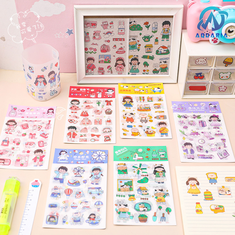 Set 4 Tấm Sticker Xinh Dễ Thương Hình Dán Cute Stickers Trang Trí Sổ Tay Dán Mũ Bảo Hiểm điện thoại siêu đẹp