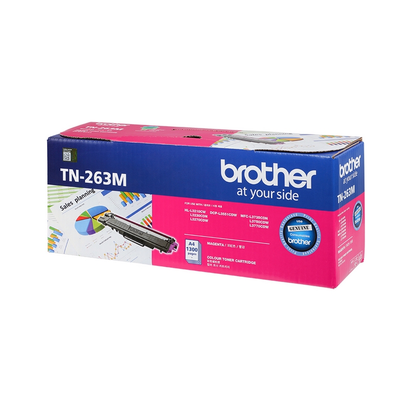 Mực in laser màu Brother TN-263M (hồng) cho máy in HL-L3230CDN/ DCP-L3551CDW/ MFC-L3750CDW - Hàng chính hãng