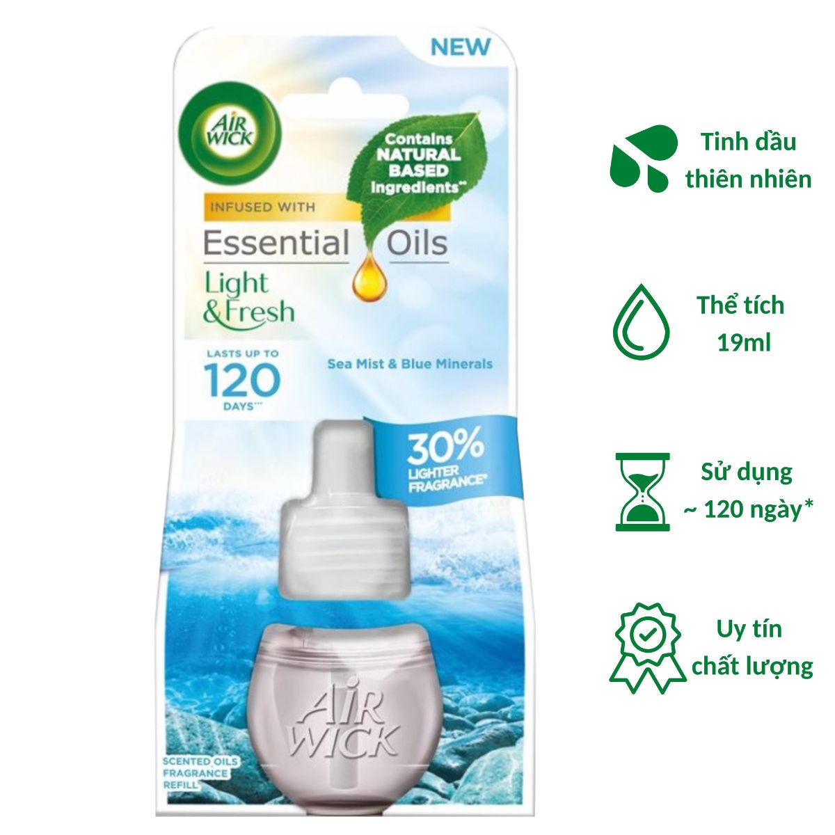 Chai tinh dầu cắm điện Air Wick Refill AWK3165 Sea Mist & Blue Minerals 19ml , sử dụng điện 220V