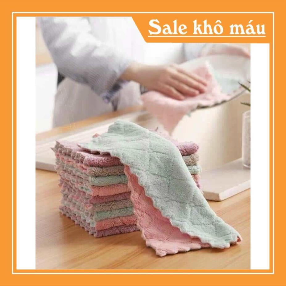 Khăn lau đa năng bếp, bát đĩa, cốc chén thấm nước hai mặt loại to 15x26cm