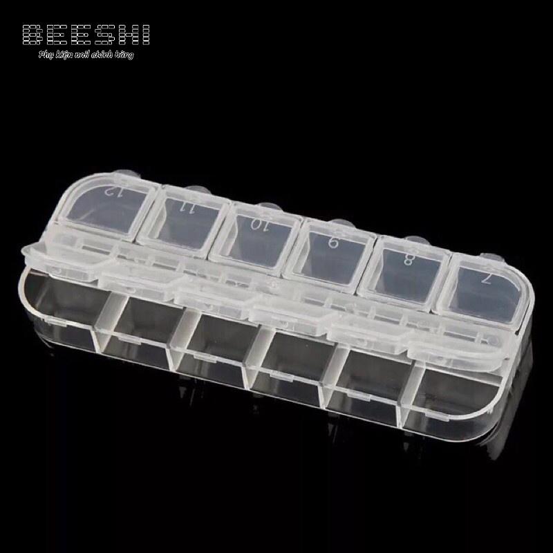 Hộp đựng đá nail, khay chia đá 12 ô - beeshi shop nail