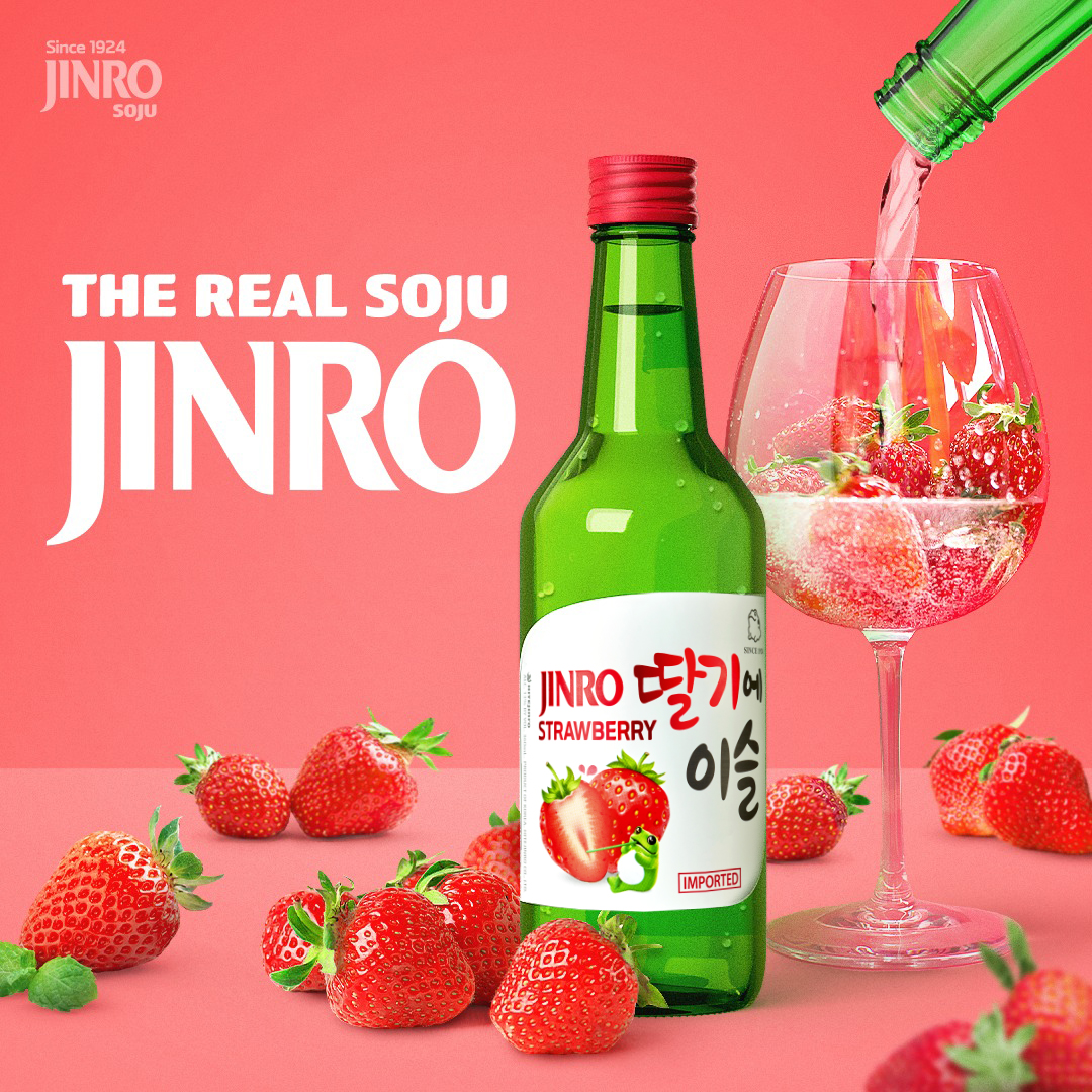 Soju Hàn Quốc JINRO VỊ DÂU 360ml - Combo 6 chai