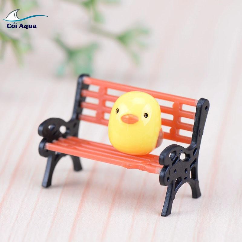 Tiểu cảnh mini Terrarium ️ Ghế công viên tiểu cảnh màu nâu trang trí sen đá, sân vườn, bể cá, bể terrarium