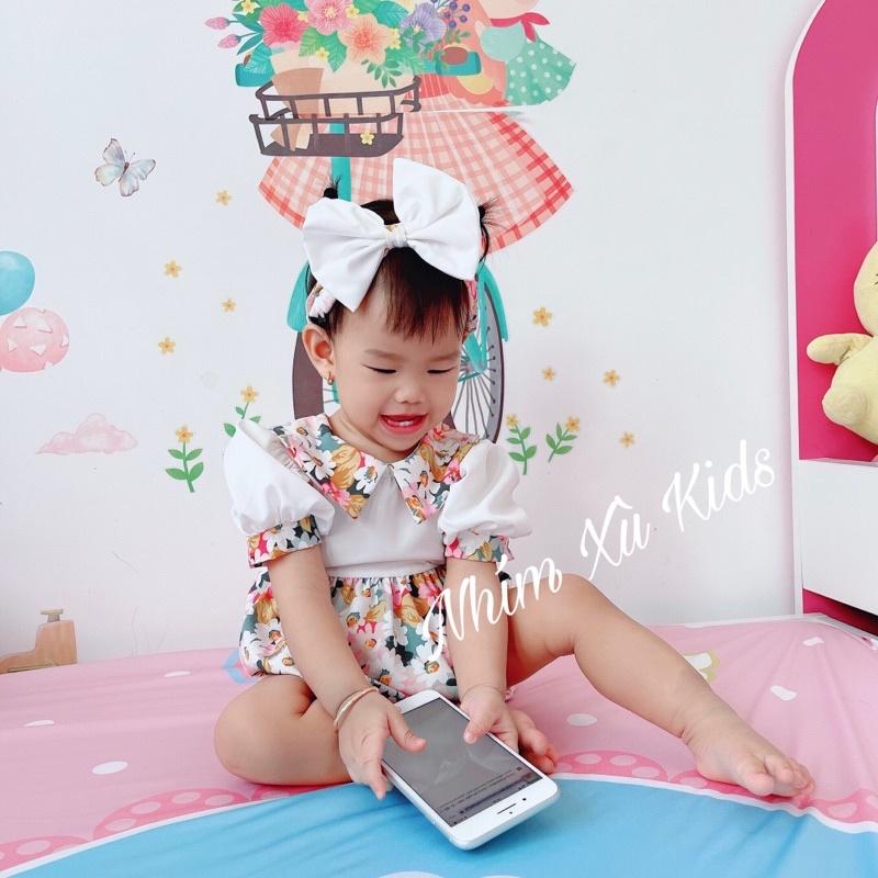 Body Cổ Sơ Mi Hoa Lụa Mềm - Mát Cho Bé Gái 3 Đến 12kg