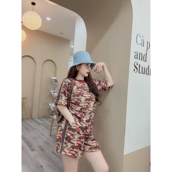 Sét bộ đồ đùi nữ in họa tiết siêu xinh đồ bộ đùi mặc nhà dạo phố siêu xinh