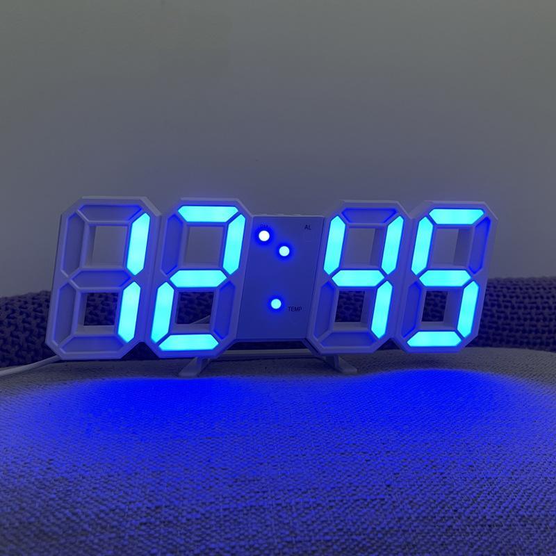 [ Hàng chính hãƞg ]Đồng hồ LED 3D treo tường, để bàn thông minh Smart Clock đồng - khung trắng đèn đỏ