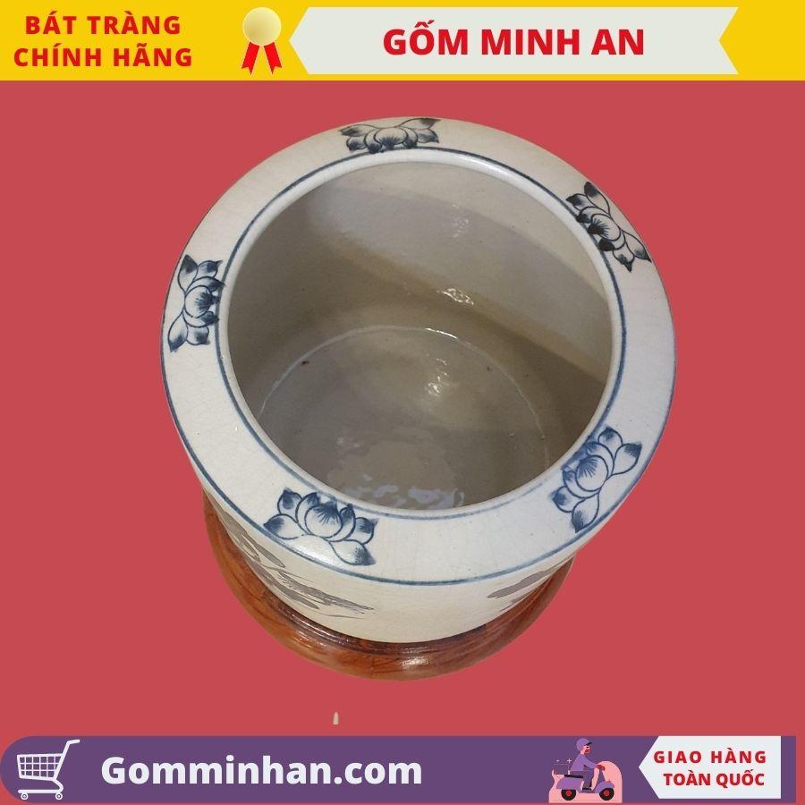 Bát hương thờ men rạn vẽ rồng, vẽ sen gốm Minh An Bát Tràng nhiều kích cỡ