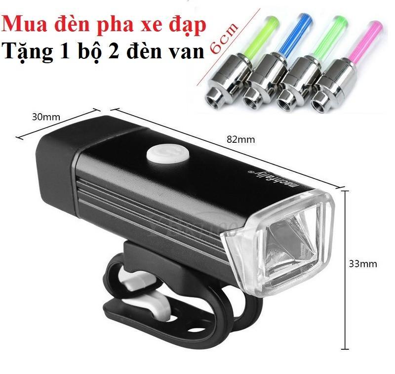 Đèn pha sạc siêu sáng Machfally cho xe đạp + Tặng bộ 2 đèn van xe đạp