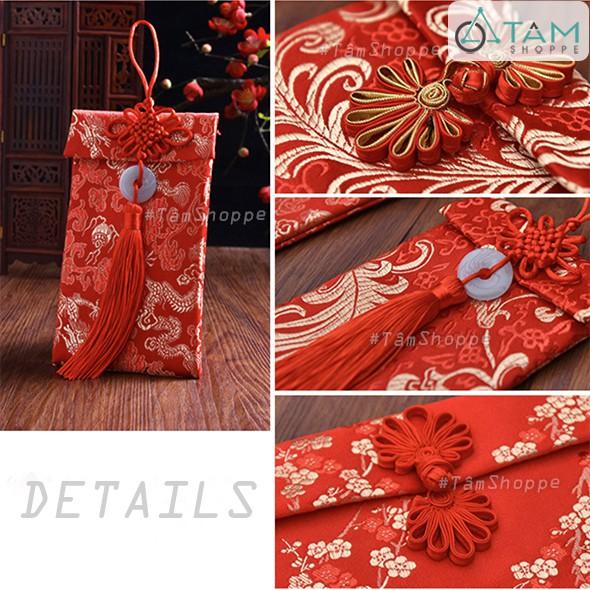SET 2 Bao lì xì đám cưới vải đỏ cao cấp
