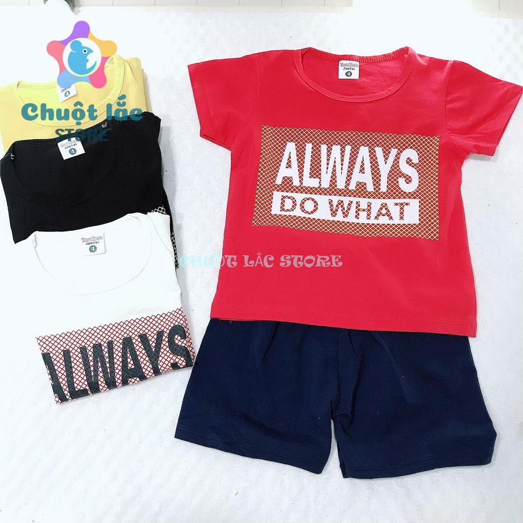 Bộ quần áo bé trai cotton in chữ allway do what cho bé từ 8kg đến 20kg