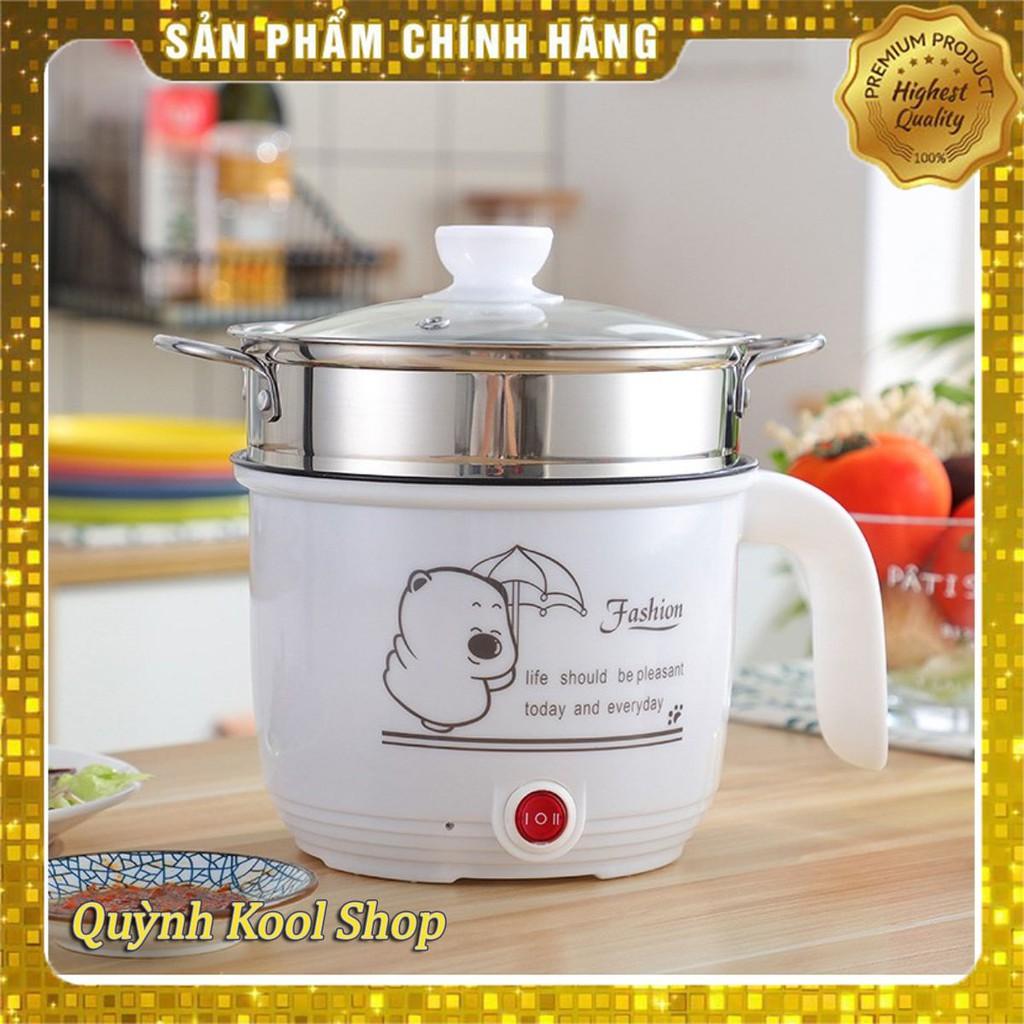  Ca Nấu Mì, Nấu Cơm Đa Năng Có Tay Cầm 1,8L - Nồi Lẩu Điện Mini Kèm Giá Hấp INOX + 1 Khay Luộc Trứng