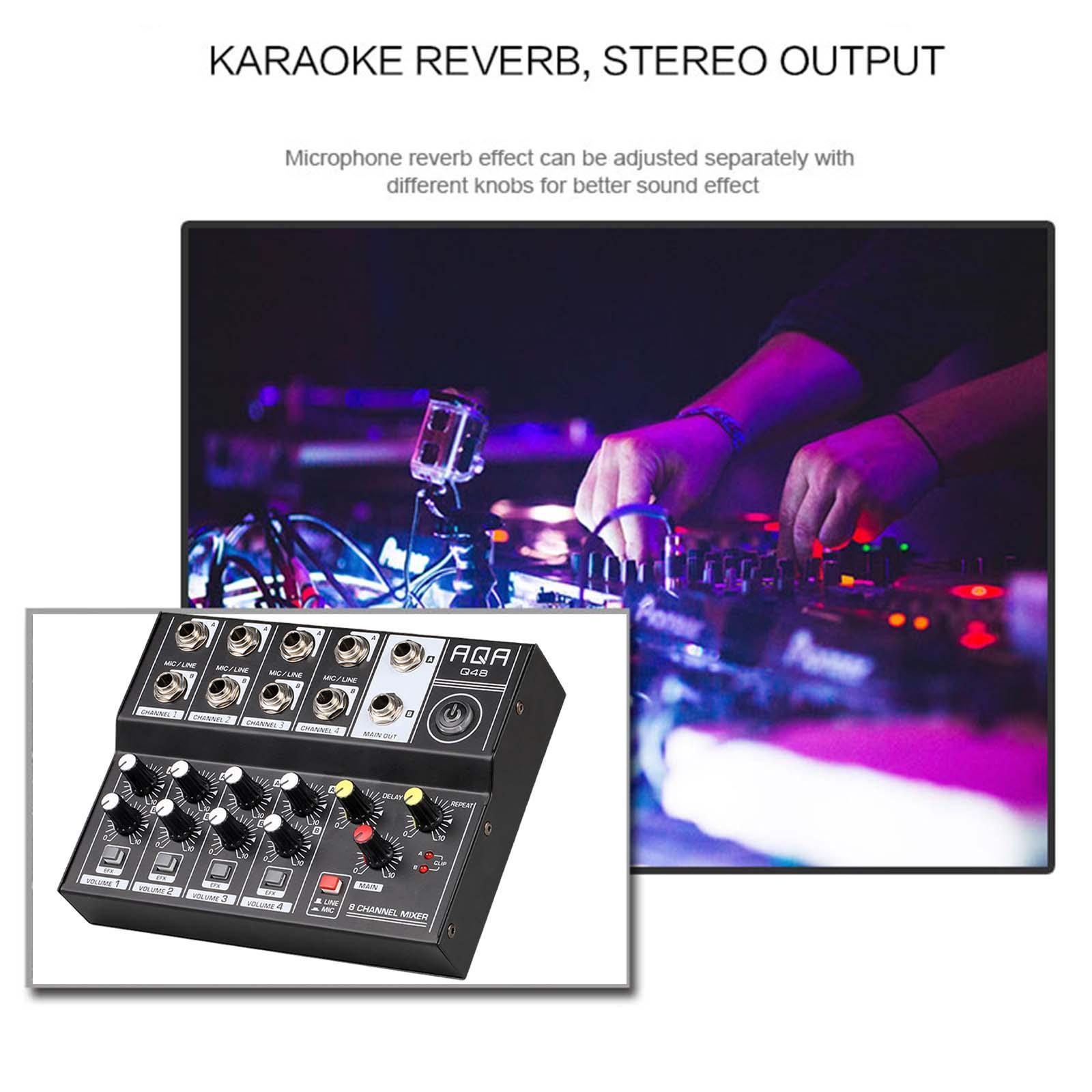 8 Channel Mixer USB Interface Podcast Equipment Live  Compact Mixer