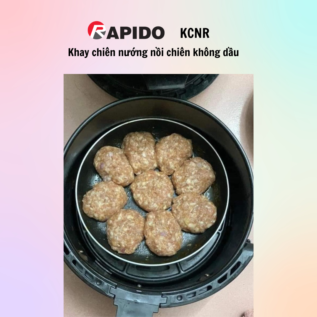 Khay lót chiên nướng Rapido men ceramic chống dính - Khay chiên nướng nồi chiên không dầu chống dính Greblon bền đẹp đường kính 20cm dùng trong nồi chiên không dầu - Hàng chính hãng