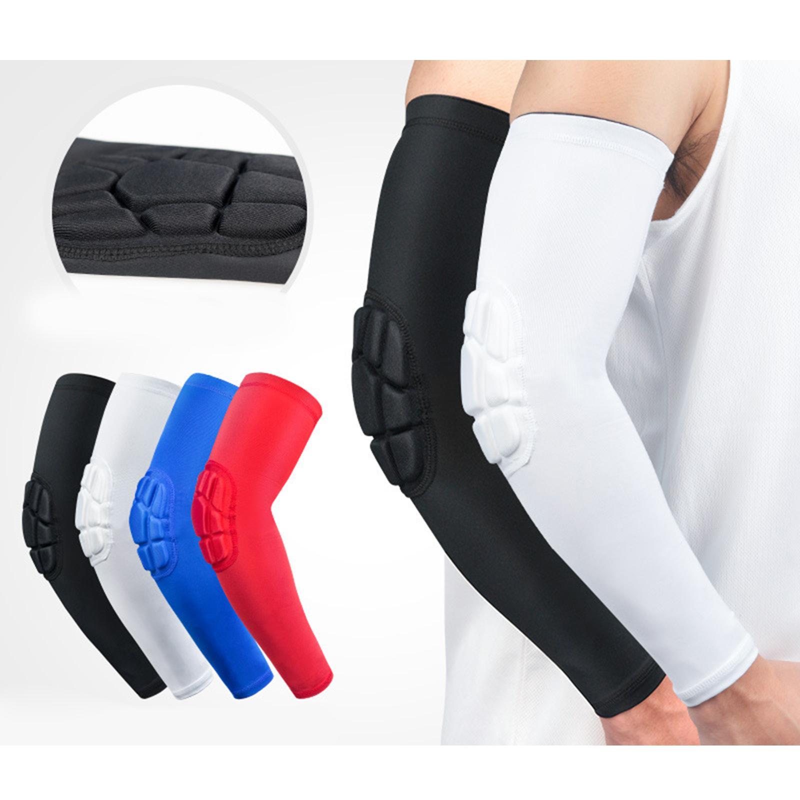 2X Elbow Support Compression Honeycomb Pad Joint Arm Sleeve Sport White L