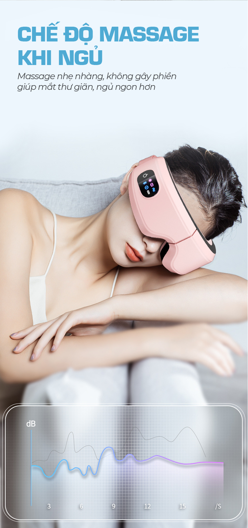 Máy Massage Mắt VISPO VP-M21W - EYES CARE MASSAGE Không Dây Kết Nối Bluetooth - Mát Xa Túi Khí Kết Hợp Nhiệt Ấm - Giảm Nhức Mỏi Mắt, Giảm Quầng Thâm, Cải Thiện Giấc Ngủ