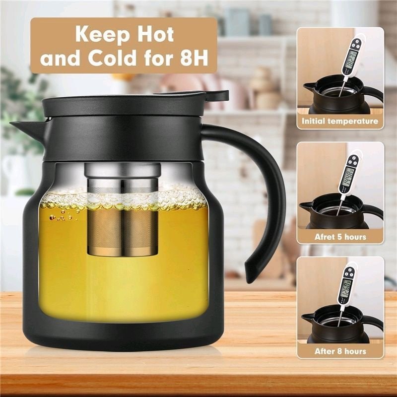 Bình giữ nhiệt có lưới lọc trà inox bên trong để pha trà, cafe kiểu mới, dung tích 1000ml nhỏ gọn, nắp đậy kín chống tràn, dễ dàng mở rót nước