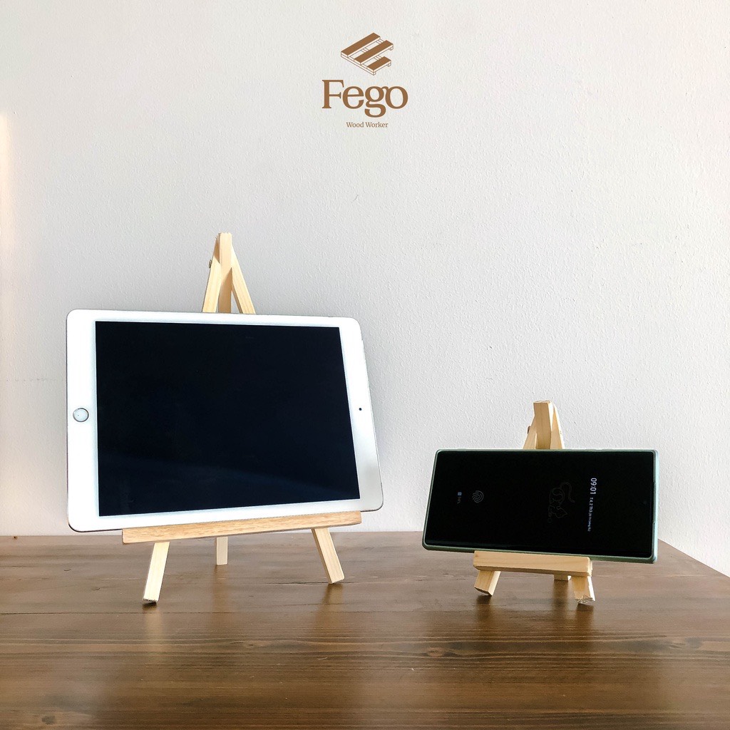 Giá đỡ khung tranh, bảng ghim 3 chân FEGO bằng gỗ thông gấp gọn tiện lợi trang trí góc làm việc