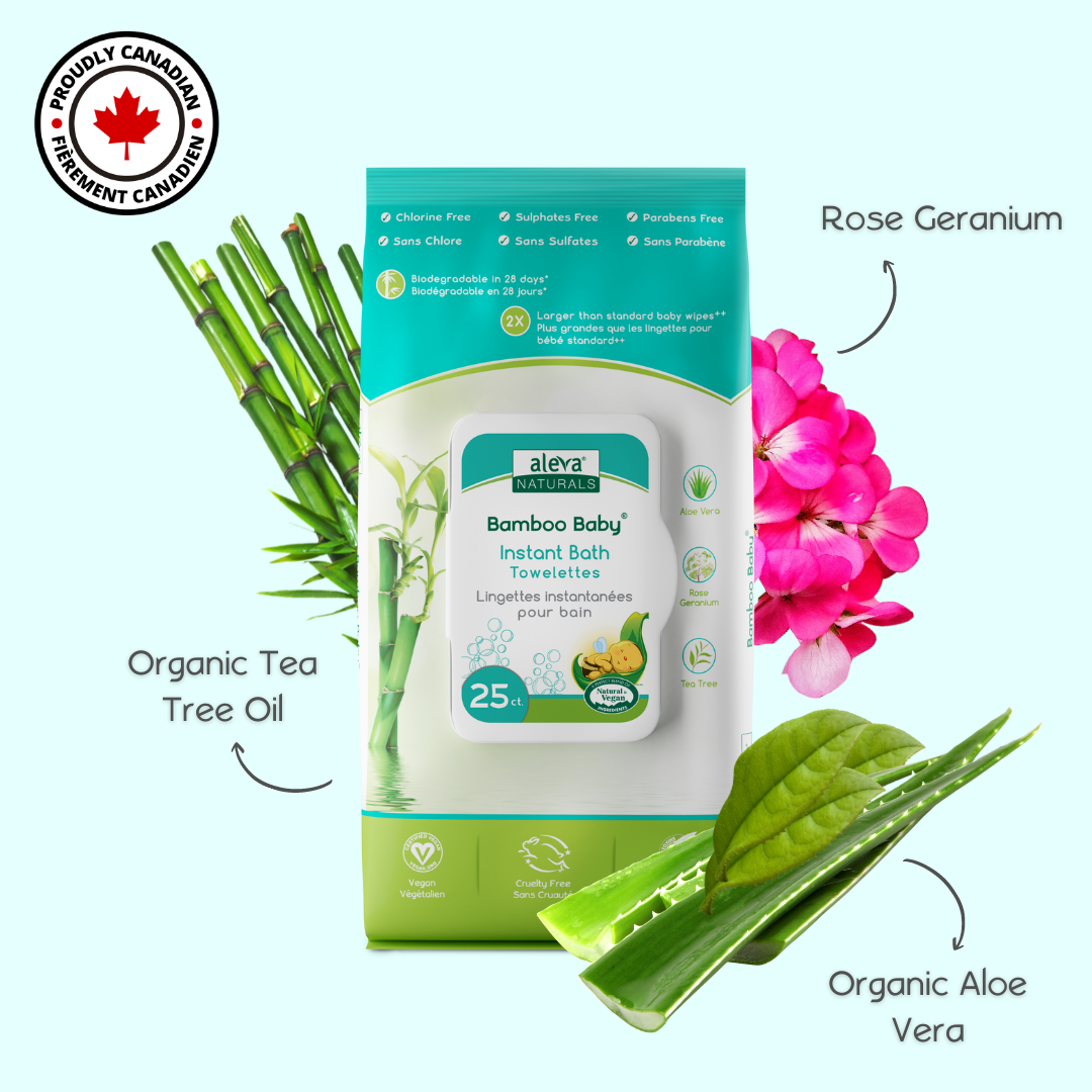 Khăn Giấy Tắm Khô Bamboo Baby Instant Bath Towelettes Aleva Naturals - 25 tờ