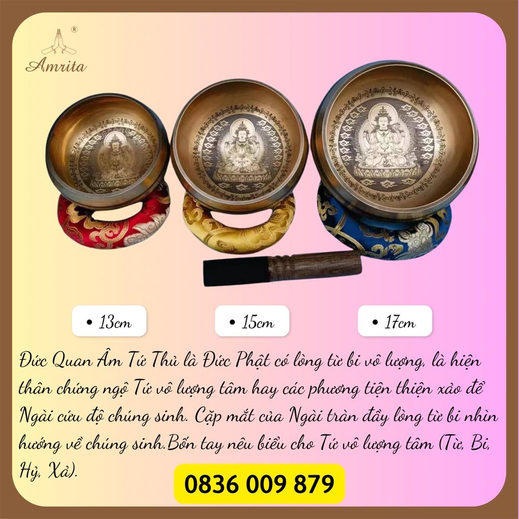 Chuông Xoay Nepal họa tiết Quan Âm Tứ Thủ - AVALOKITESVARA