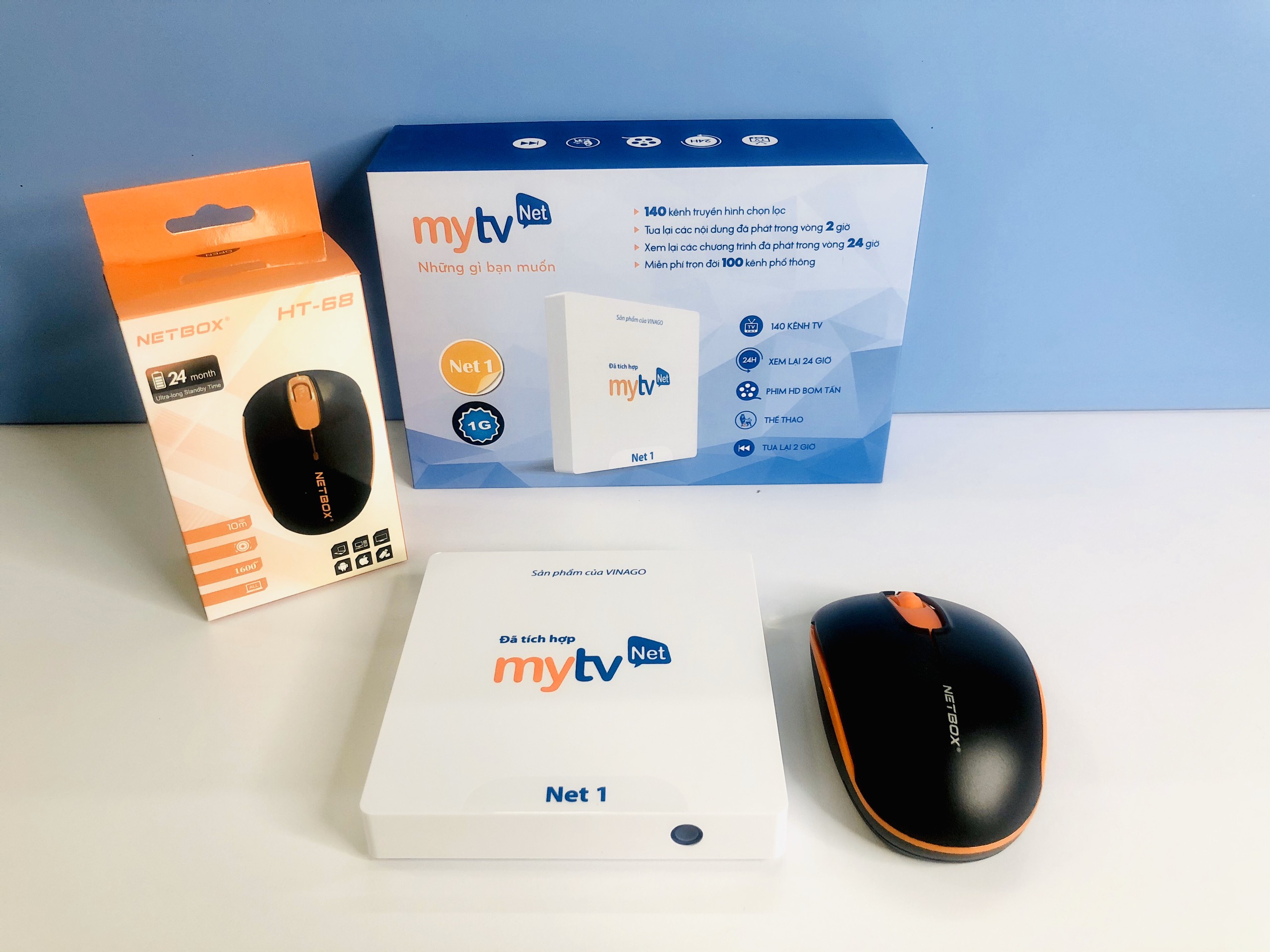 Hộp Android tivi box MyTVNet Net 1,chuột không dây - Hàng Chính Hãng