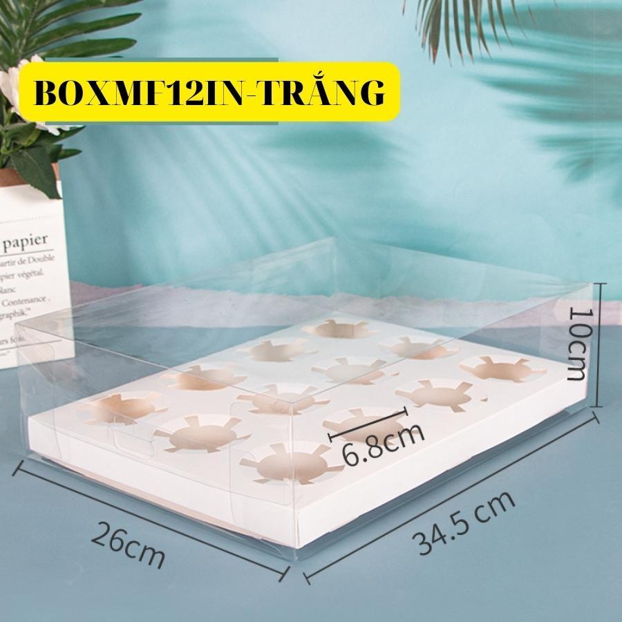 Hộp Đựng Bánh Cupcake Muffin 12 Bánh Phụ Kiện Trang Trí Trong Suốt Sang Trọng - BOXMF12IN