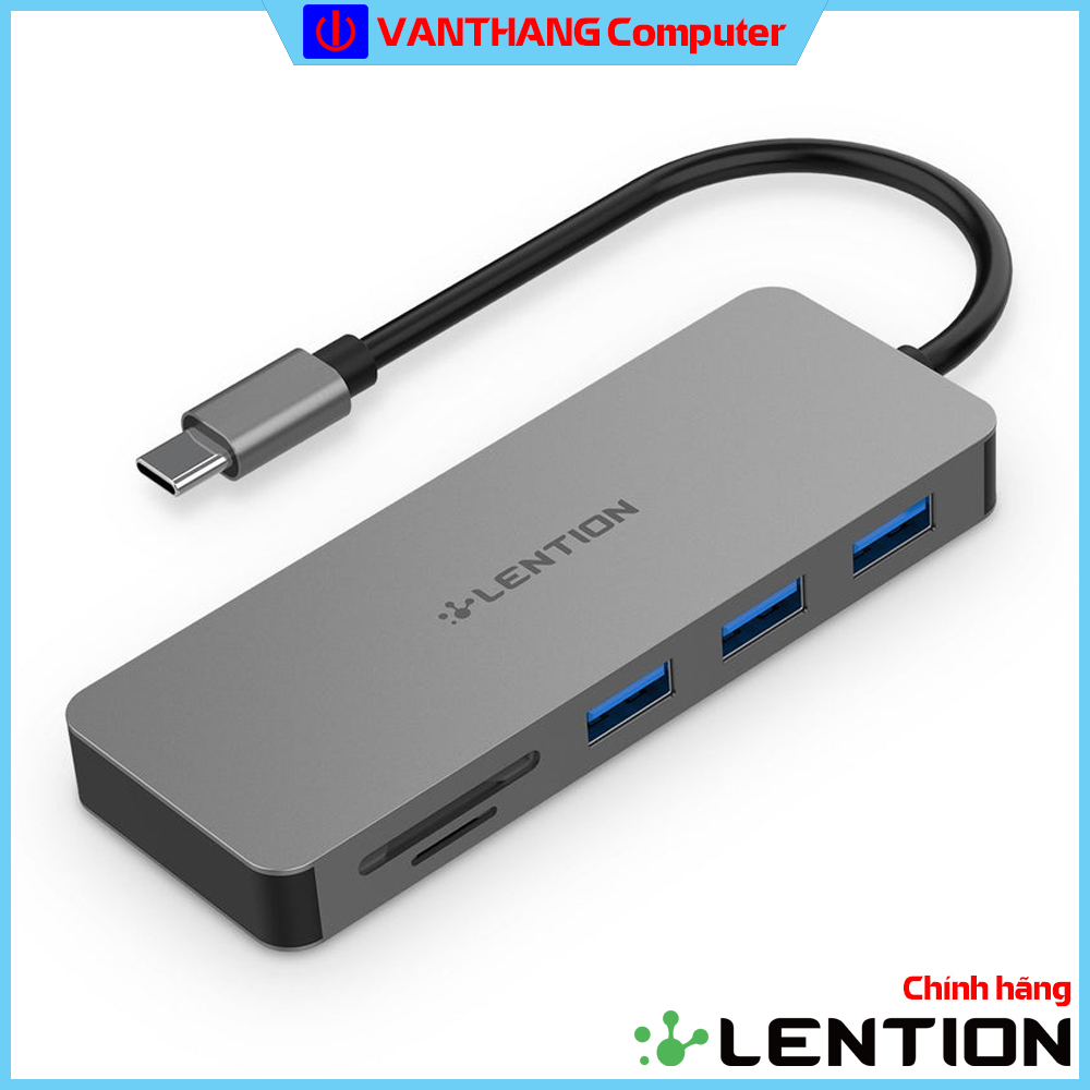 Hub USB C LENTION 6 trong 1 C16S với PD, SD/TF, Type A 3.0 - Hàng chính hãng