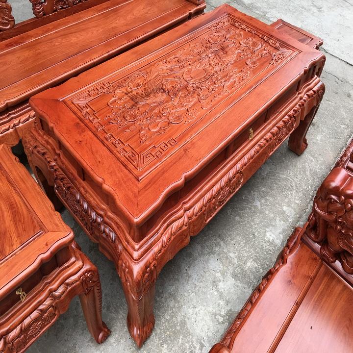 Bộ bàn ghế minh quốc voi chiến gối lá sen gỗ hương đá ( Chị Hạnh - Lạng Sơn )