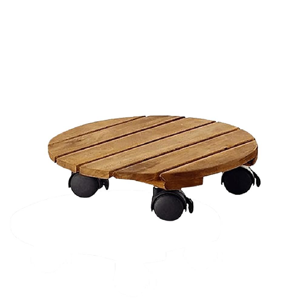 Đế gỗ đặt chậu cây hình tròn có bánh xe di chuyển