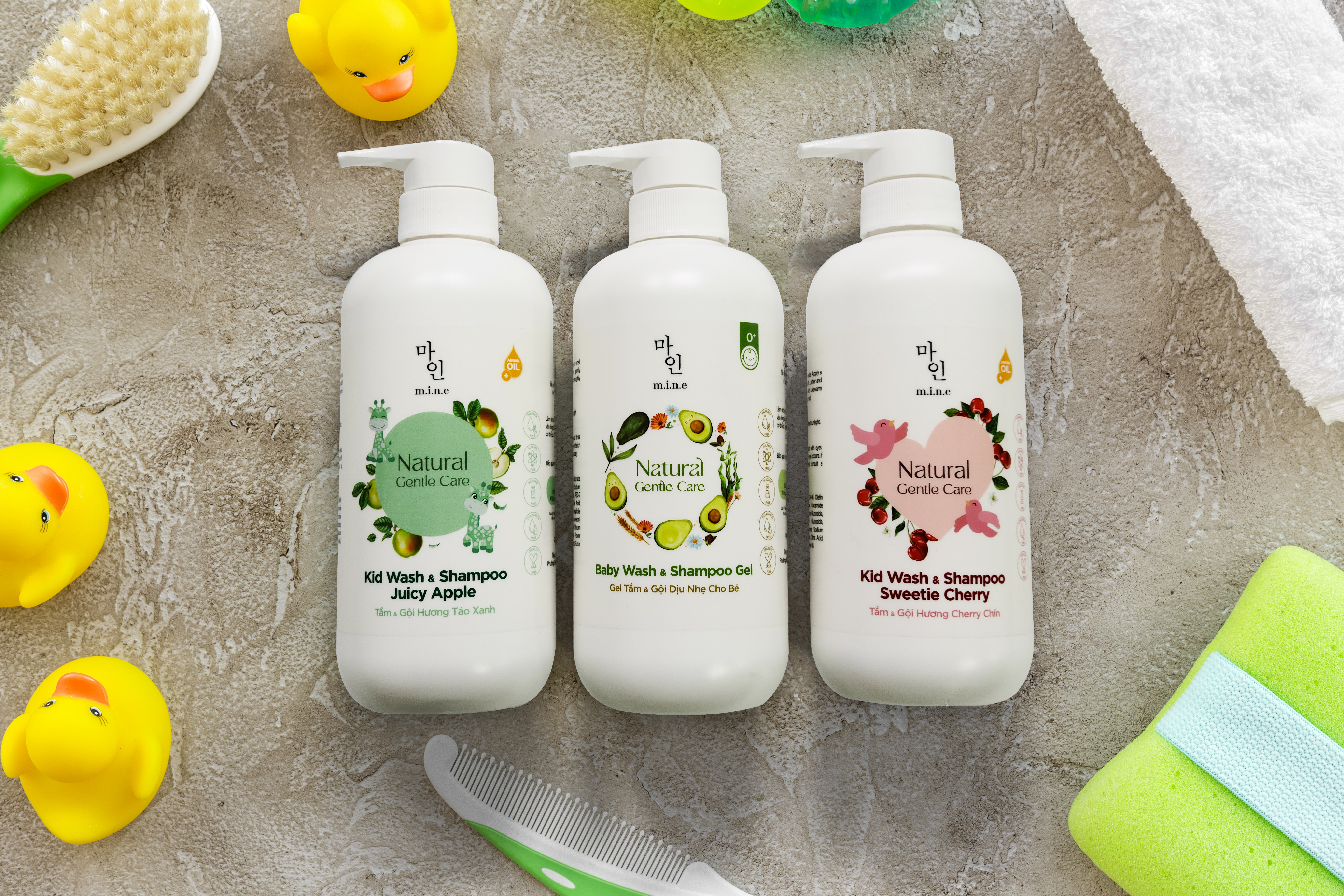 Tắm & Gội Hương Táo Xanh cho bé MINE – Kid Wash & Shampoo Juicy Apple