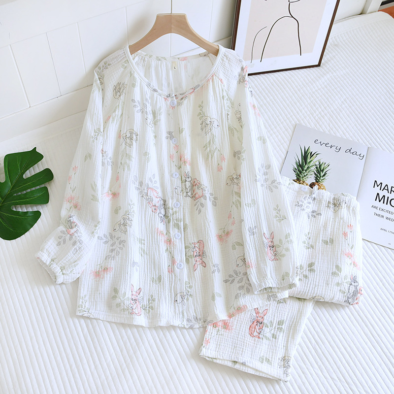 Bộ Đồ Bầu Và Sau Sinh Dài Tay Có Khe Mở Cho Con Bú Chất Liệu Xô Muslin M6