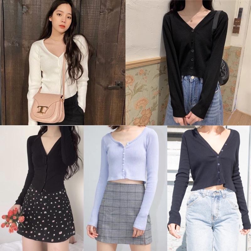 Áo khoác cardigan tay dài chất thun gân mềm co giãn 4c