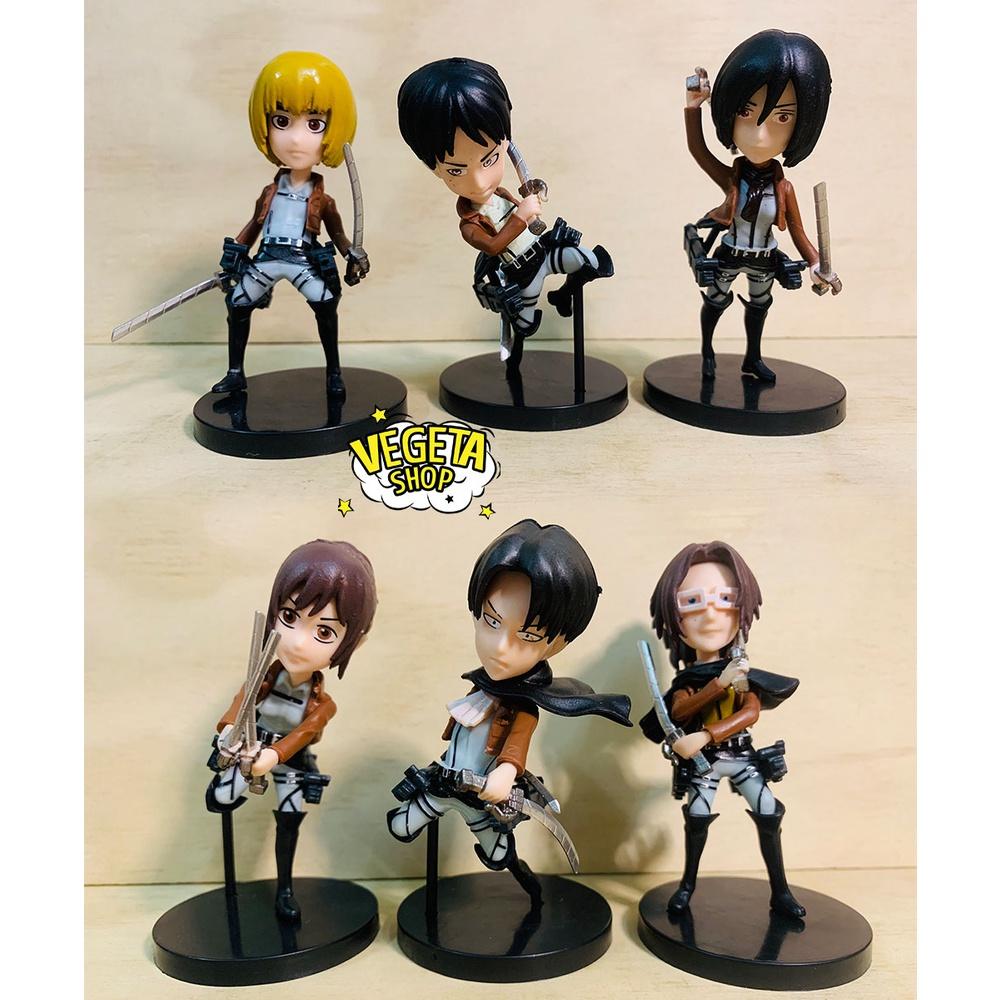 Mô hình Attack On Titan - AOT - Đại chiến Titan - 6 nhân vật Eren Mikasa Armin Hange Sasha Levi tự chọn - Cao 9~10cm