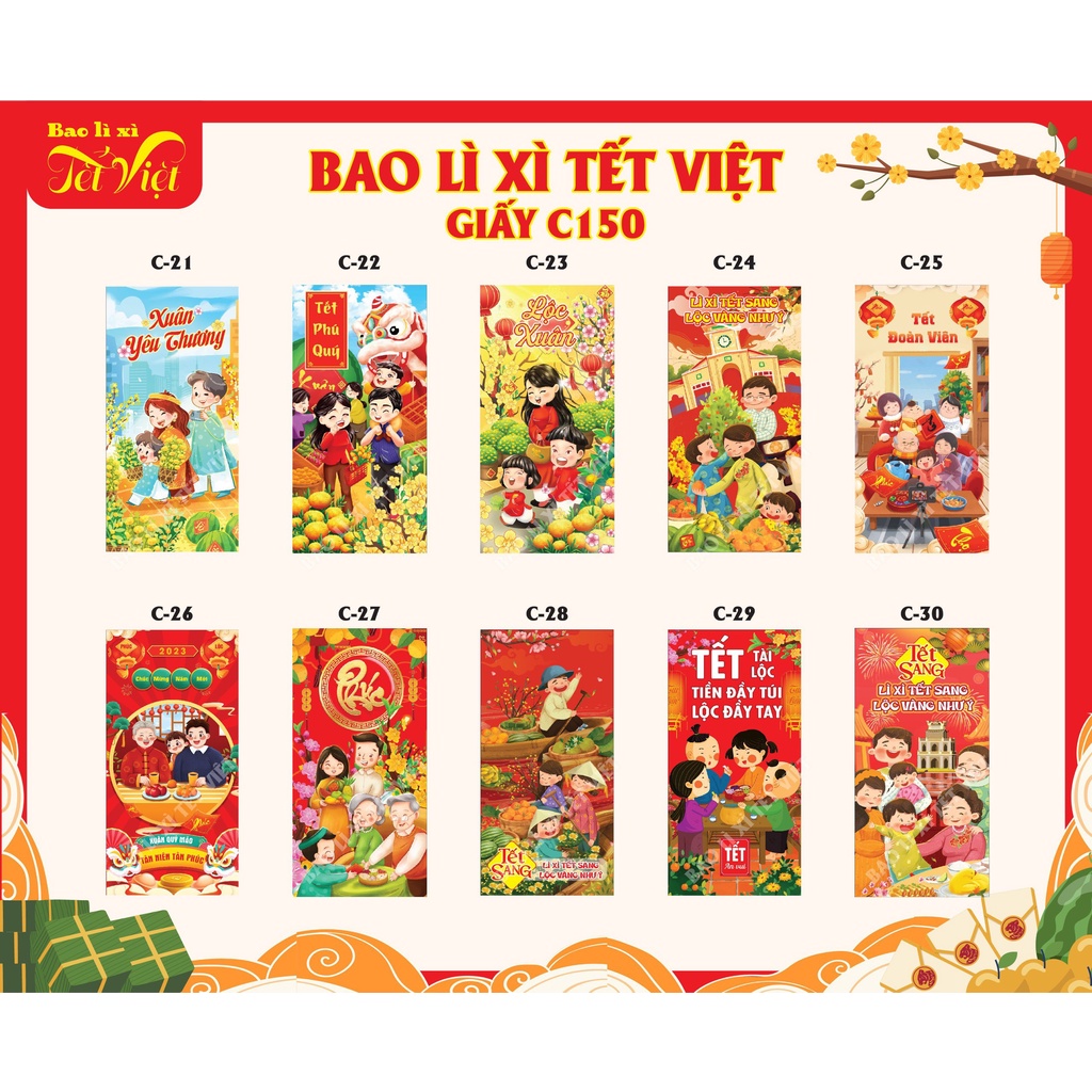 COMBO 10-50 BAO LÌ XÌ CAO CẤP IN ĐẸP SẮC NÉT DÙNG ĐỂ LÌ XÌ  - MẪU MỚI VỀ LIÊN TỤC SIÊU ĐẸP