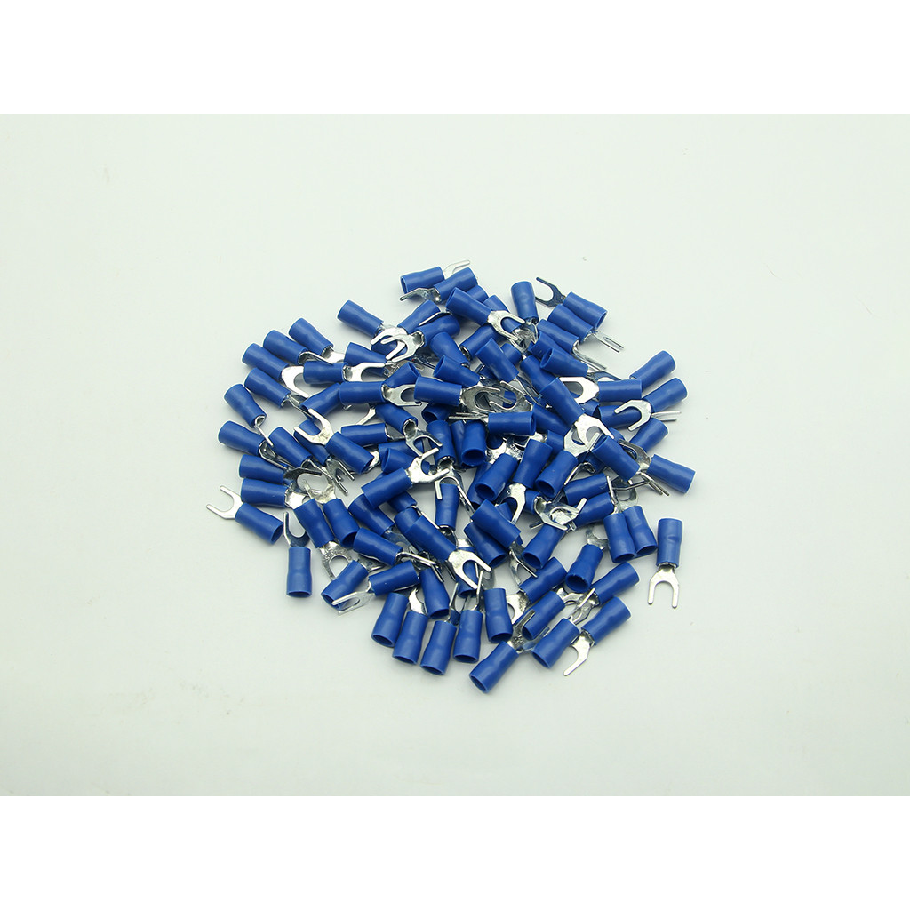 Túi 100 đầu cos chĩa chữ Y SV 3.5-5 bọc nhựa xanh