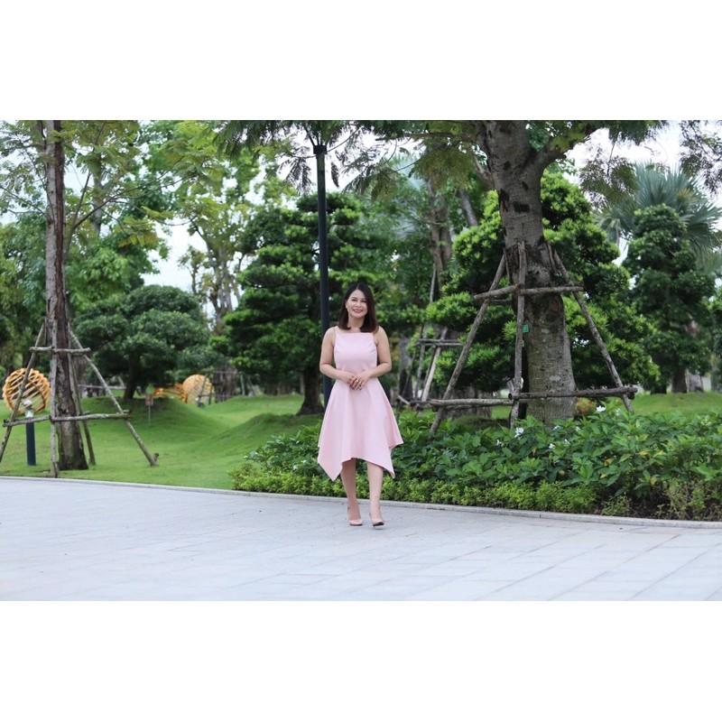 F479 Đầm TK 2 dây tà lệch nhiều tầng