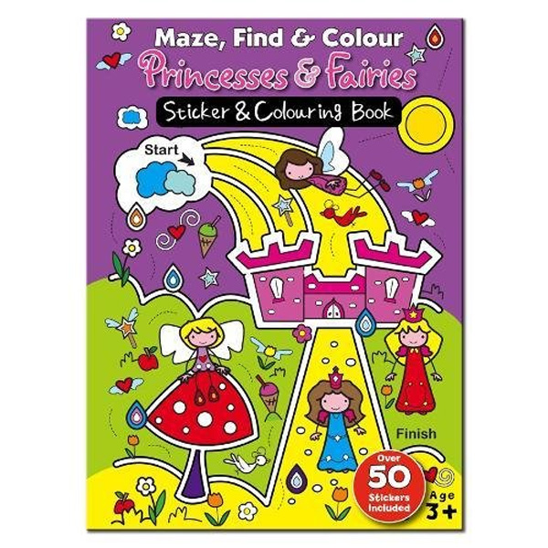 Maze Find and Colour Book - Princess & Fairies