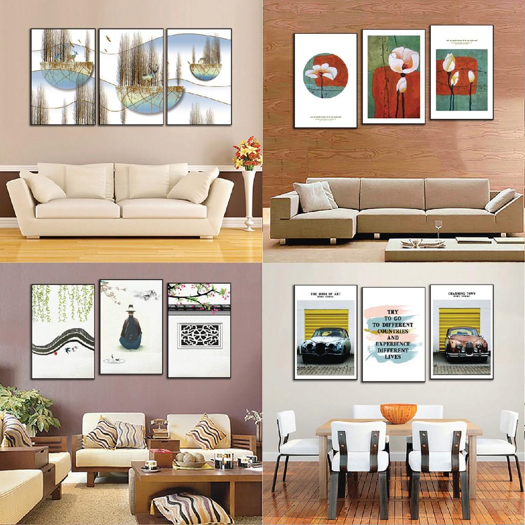 Bộ 3 Tranh gỗ MDF giá xưởng-Tặng kèm đinh đa năng không cần khoan tường-Tranh treo tường đẹp thiết kế theo yêu cầu
