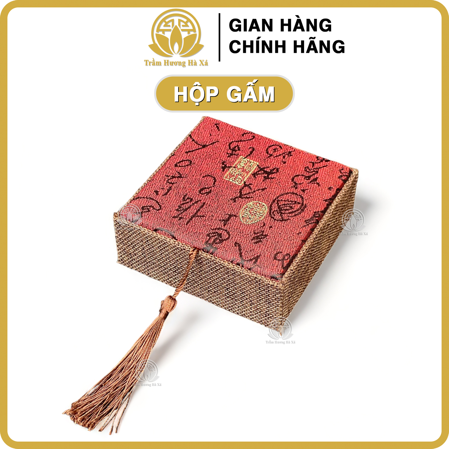 Hộp gấm đựng vòng tay phong thủy trang sức trầm hương HÀ XÁ bảo quản hộp quà đẹp chắc chắn 10x10x4cm