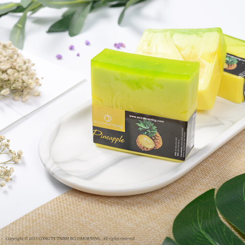 Xà Bông Thiên Nhiên Handmade eccomorning Hình Vuông Hương Dứa – Pineapple Soap