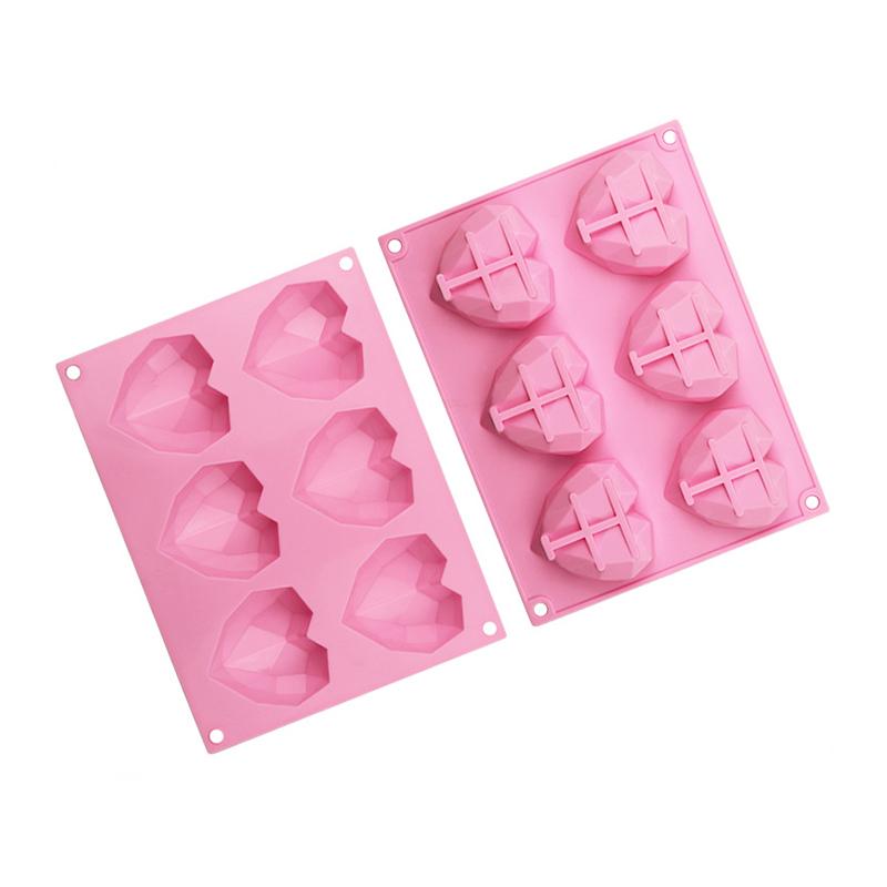 Diamond Chocolate Cake Silicone Heart Shaped Mold Diy 3d Cupcake Mold