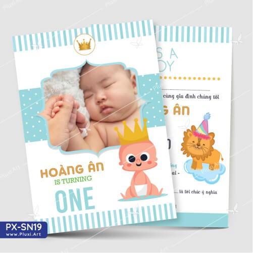 Thiệp thôi nôi – sinh nhật theo yêu cầu Pluxi