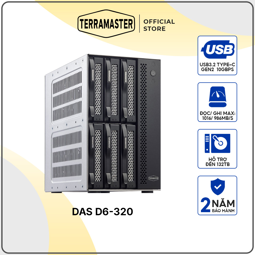 Thiết bị lưu trữ DAS TerraMaster D6-320 6-bay Hàng chính hãng