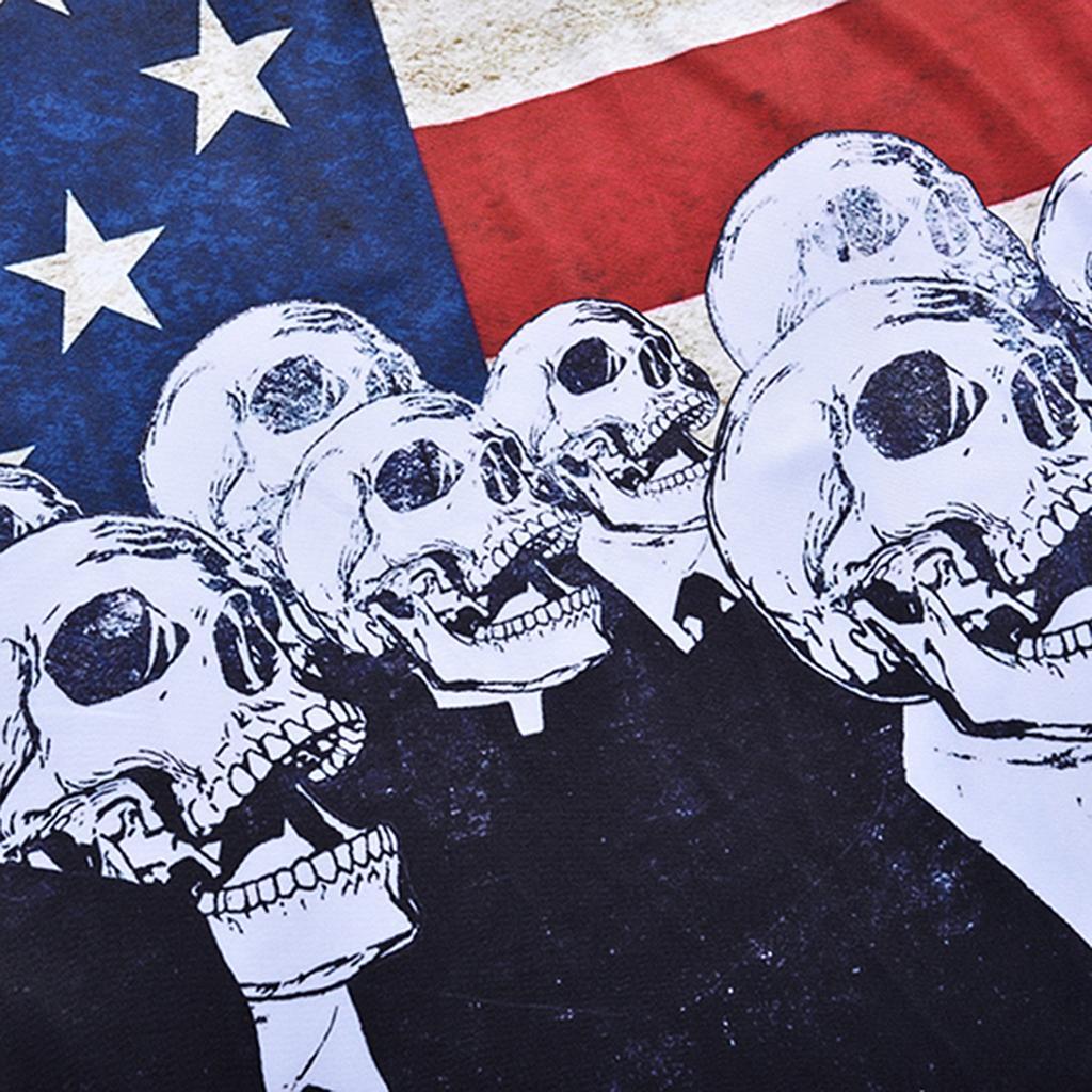 Fashion Men’s Fun T-shirts American Flag Holiday Fancy Dress Round Neck 3D Skull Head Print Tee M - 3XL
