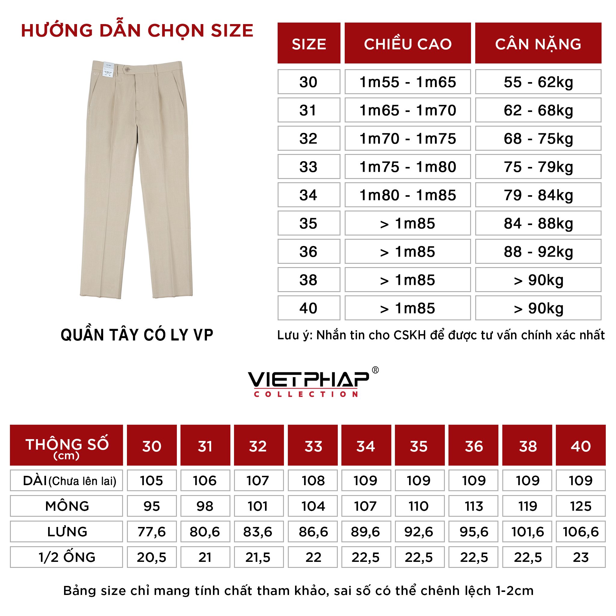 Quần Tây Nam VIỆT PHÁP Form Classic Có Ly Chất liệu Cao Cấp Chống Nhăn, Độ Bền Cao 2028
