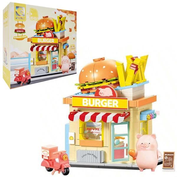 Đồ Chơi Lắp Ráp Mô Hình Cửa Tiệm Hamburger Lulu - Sembo 608073 (444 Mảnh Ghép)