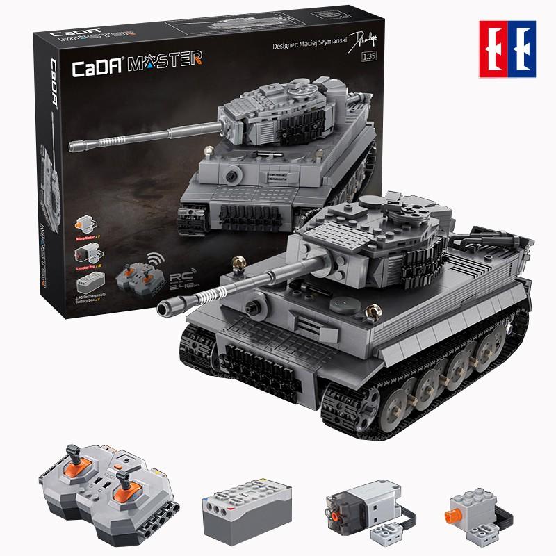 Đồ Chơi Lắp Ráp Kiểu LEGO ARMY Mô Hình Xe Tăng Điều Khiển RC TIGER TANK CaDA C61071 Với 925 Mảnh Ghép - Động Cơ Pin Sạc