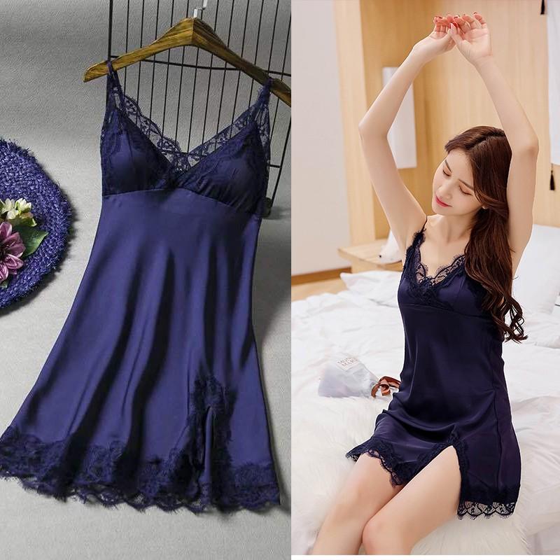 Váy lụa mềm mại chất phi lụa mát mẻ V72- đồ ngủ đẹp
