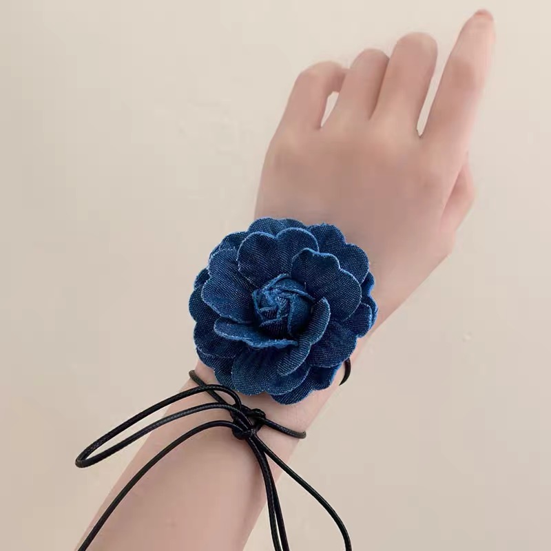 Vòng cổ chocker hoa jean cột nơ hottrend