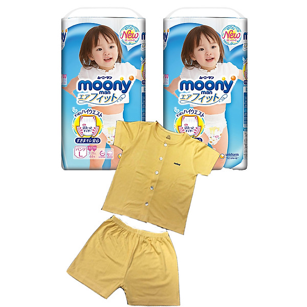 Bộ 2 tã quần cao cấp bé gái Moony L44