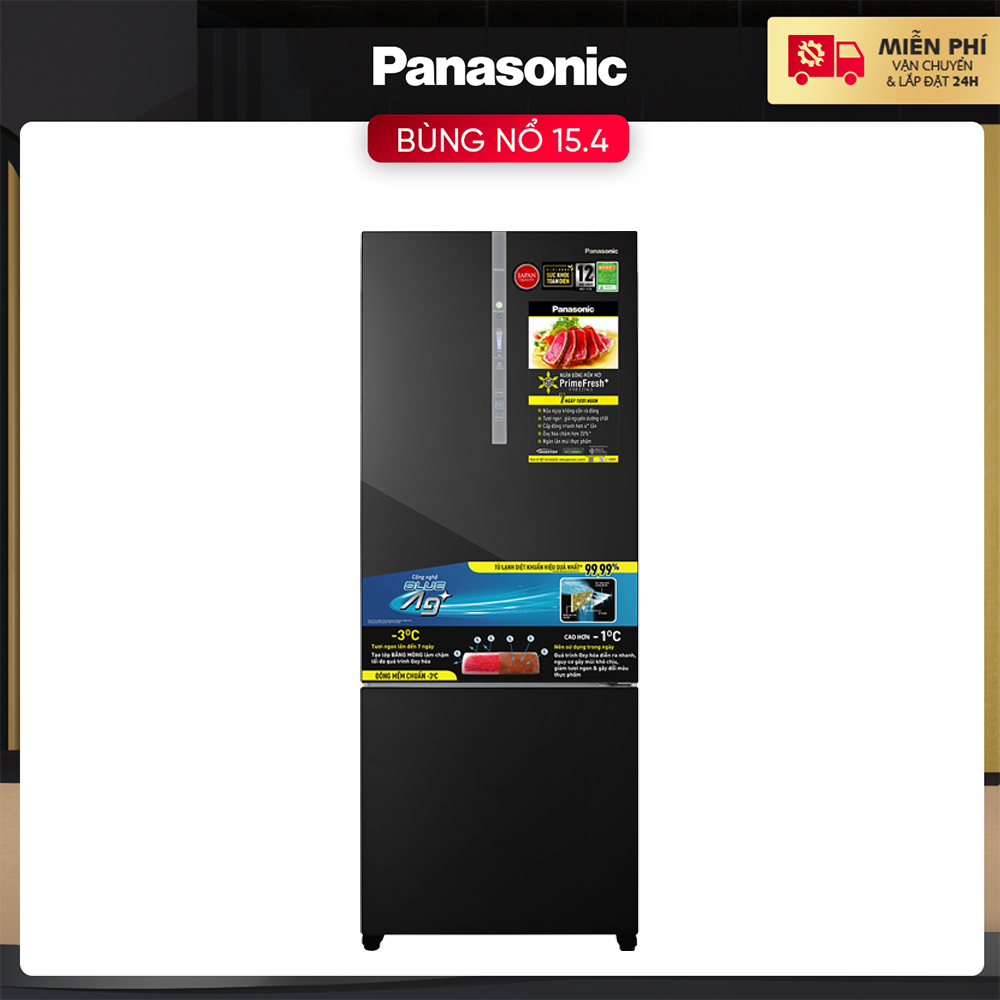 Tủ Lạnh 2 Cánh Panasonic 380 lít NR-BX421WGKV ngăn đá dưới - Ngăn đông mềm siêu tốc - Hàng chính hãng